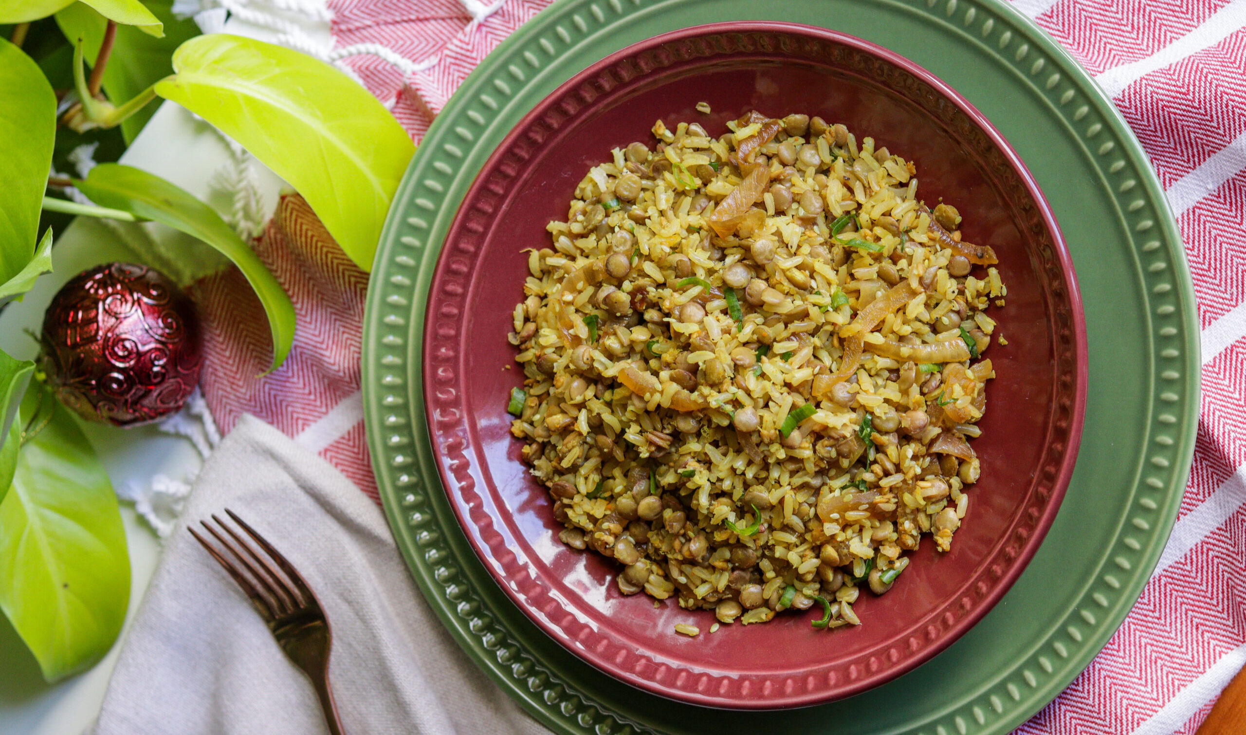 Arroz integral com lentilha