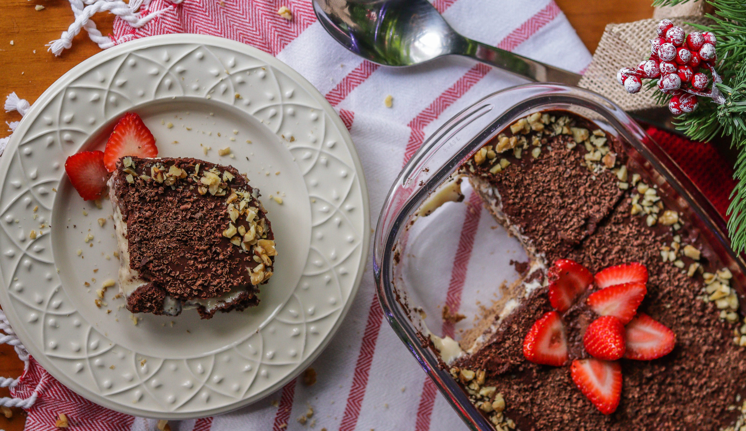 Pavê de baunilha e chocolate low carb