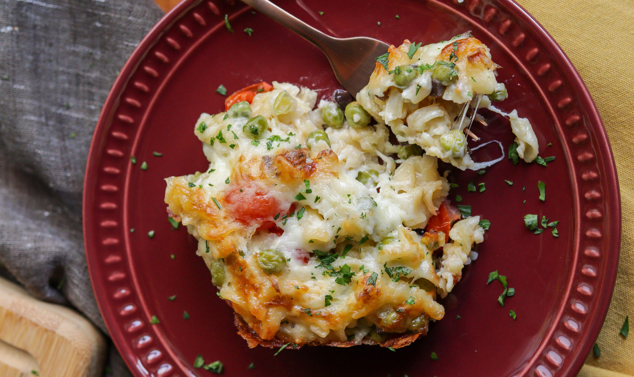 Macarrão sem glúten de forno gratinado